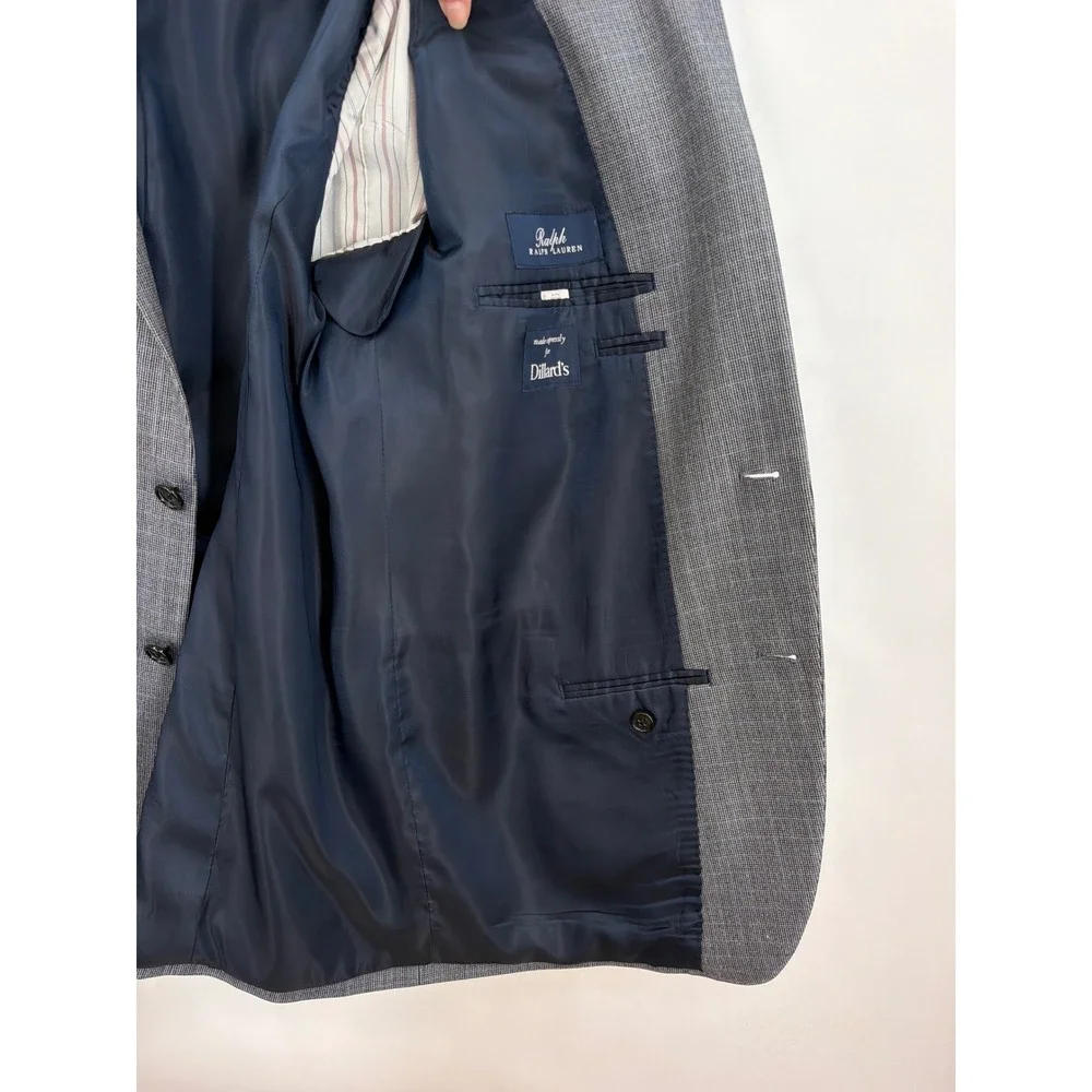 Vtg Ralph Lauren Mens Silk Wool Blue Gray Glen Plaid Blazer Sport Coat Canada
